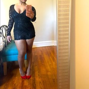 Sexy black lace romper UK size 8 Petite